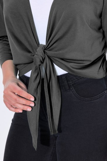 Ulla Popken 794514 Jersey bolero met knoop Antraciet - Bolero's - 