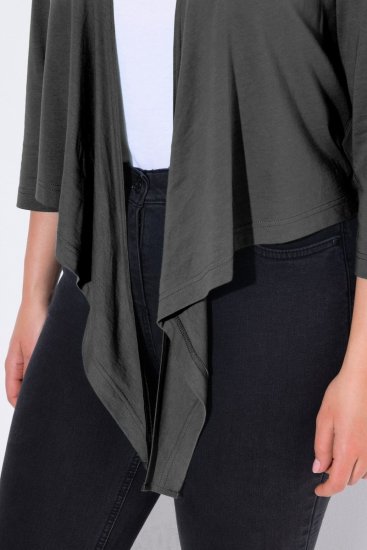 Ulla Popken 794514 Jersey bolero met knoop Antraciet - Bolero's - 