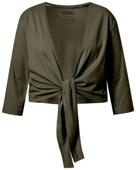 Ulla Popken 794514 Jersey bolero met knoop Donkergroen - Bolero's - 