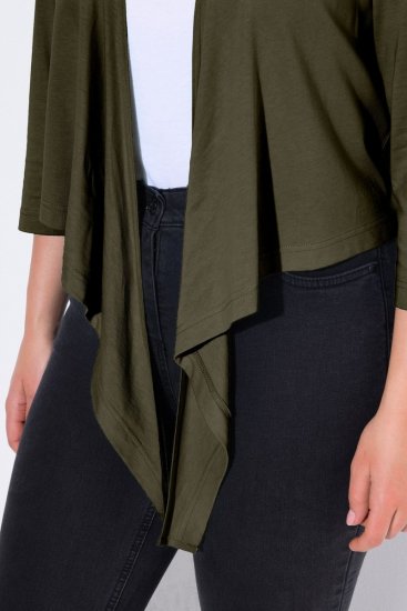 Ulla Popken 794514 Jersey bolero met knoop Donkergroen - Bolero's - 