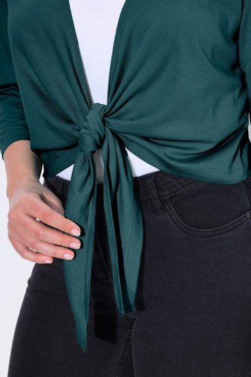 Ulla Popken 794514 Jersey bolero met knoop Petrol - Bolero's - 