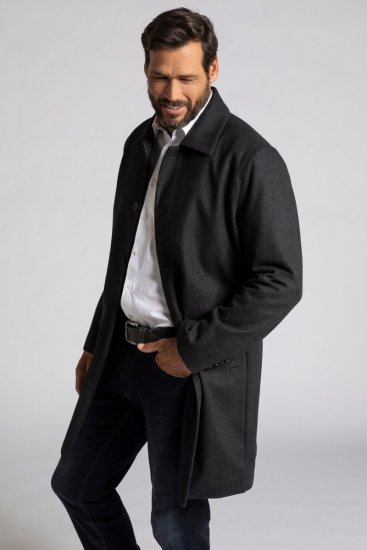 JP1880 Coat Wool Blend Water Repellent Dark Grey - Jassen - Grote Maten Herenjassen