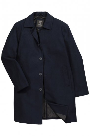 JP1880 795116 Waterafstotend Wollen mantel Marineblauw - Jassen - Grote Maten Herenjassen