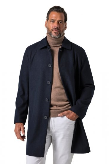 JP1880 795116 Waterafstotend Wollen mantel Marineblauw - Jassen - Grote Maten Herenjassen