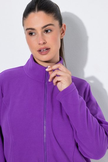 Ulla Popken 796970 Lichte fleecejas Donkerpaars - Fleecekleding - 
