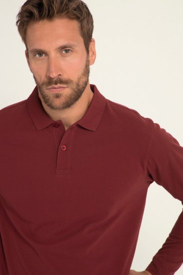 JP1880 Polo Shirt Long Sleeve Piqué Red - Polo shirts - Grote Maten Poloshirts Heren