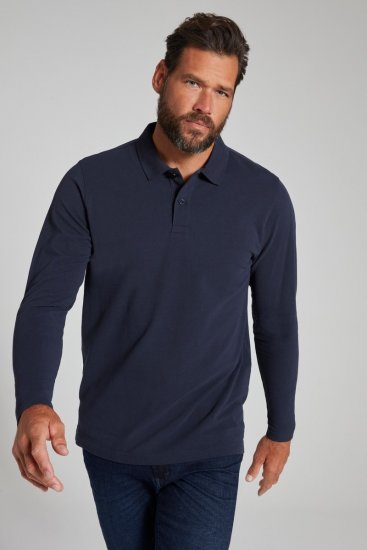 JP1880 799230 Poloshirt met lange mouwen Donkerblauw - Polo shirts - Grote Maten Poloshirts Heren