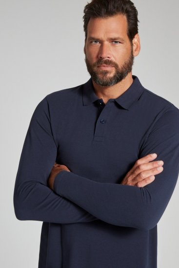 JP1880 799230 Poloshirt met lange mouwen Donkerblauw - Polo shirts - Grote Maten Poloshirts Heren