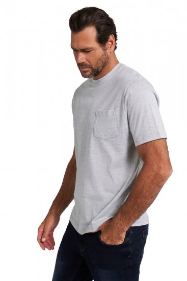 JP1880 799997 T-shirt met borstzak Grijs gemêleerd - T-shirts - Grote Maten T-shirts Heren