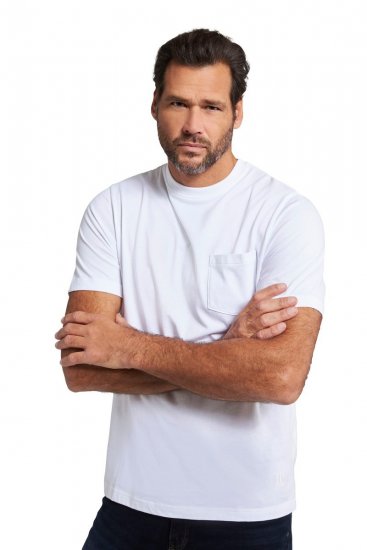 JP1880 799997 T-shirt met borstzak Wit - T-shirts - Grote Maten T-shirts Heren