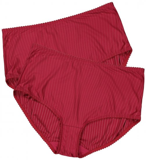 Ulla Popken 800279 Gestreepte slips 2-pack Wijnrood - Slips - 