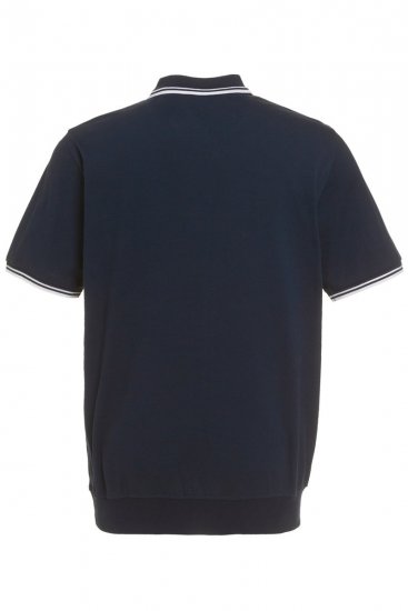 JP1880 802789 Poloshirt met witte contrastkraag Donkerblauw - Polo shirts - Grote Maten Poloshirts Heren