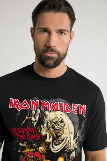 JP1880 Iron Maiden - Number of the Beast Graphic Comfort Fit Band T-Shirt Black - T-shirts - Grote Maten T-shirts Heren