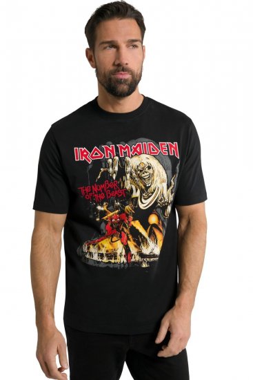 JP1880 Iron Maiden - Number of the Beast Graphic Comfort Fit Band T-Shirt Black - T-shirts - Grote Maten T-shirts Heren