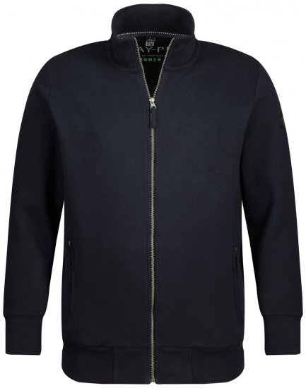 Jay-Pi 804180 Sweatvest met opstaande kraag Donkerblauw - Sweaters & hoodies - Sweaters & Hoodies Grote Maten Heren