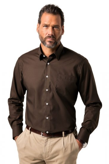 JP1880 Shirt Business Long Sleeve Brown - Overhemden - Overhemden Grote Maten Heren