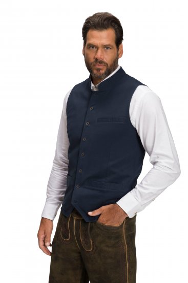 JP1880 Mottled Stretch Knit Stand-up Collar Vest Navy Blue - Jassen - Grote Maten Herenjassen