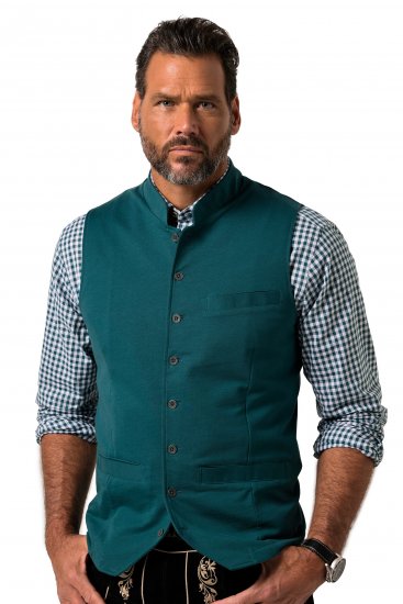 JP1880 Mottled Stretch Knit Stand-up Collar Vest Turquoise Blue - JP1880 - JP1880 Grote Maten Herenkleding