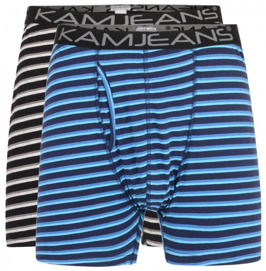 Kam Jeans Striped Boxershorts 2-Pack - Ondergoed & zwem - Grote Maten Ondergoed Heren
