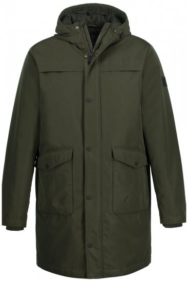 JP1880 808794 Lang parka Olijfgroen - Jassen - Grote Maten Herenjassen