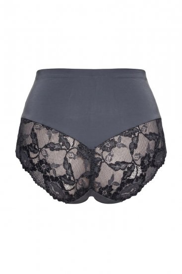 Ulla Popken 809385 Corrigerende slip met kant Antraciet - Shapewear - 