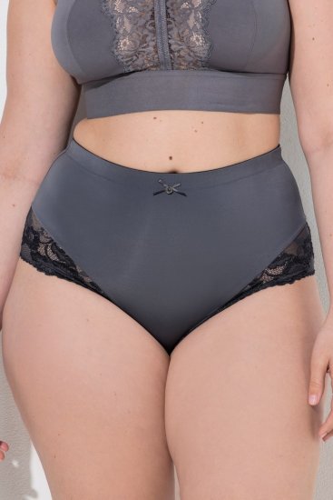 Ulla Popken 809385 Corrigerende slip met kant Antraciet - Shapewear - 
