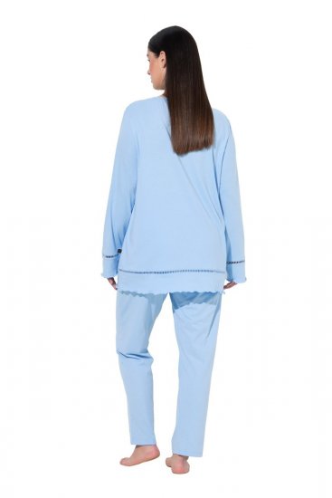 Ulla Popken 810592 Pyjama met kant Lichtblauw - Pyjama's en Loungewear - 