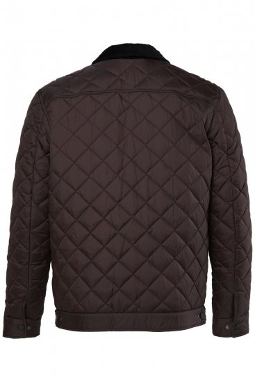JP1880 811805 Gewatteerd jack met corduroy kraag Zwartbruin - Jassen - Grote Maten Herenjassen