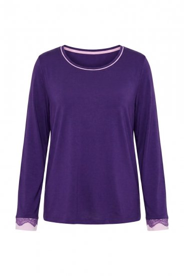 Ulla Popken 812441 Pyjama met lange mouwen en kant Koningsblauw - Pyjama's en Loungewear - 