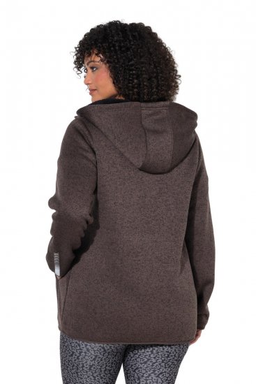 Ulla Popken 812880 Gebreide fleecejas met teddyfleece Taupe - Fleecekleding - 