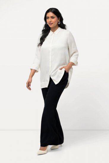 Ulla Popken 813306 Wijde pantalon met elastische taille Donkerblauw - Stoffen broeken - Wijde stoffen broeken voor dames