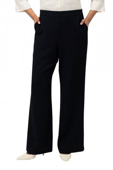 Ulla Popken 813306 Wijde pantalon met elastische taille Donkerblauw - Stoffen broeken - Wijde stoffen broeken voor dames