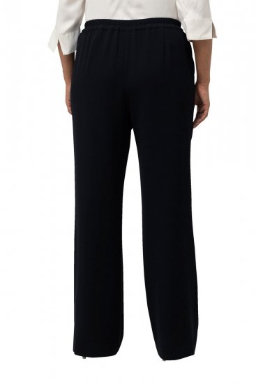 Ulla Popken 813306 Wijde pantalon met elastische taille Donkerblauw - Stoffen broeken - Wijde stoffen broeken voor dames
