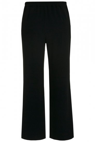 Ulla Popken 813306 Wijde pantalon met elastische taille Zwart - Stoffen broeken - Wijde stoffen broeken voor dames