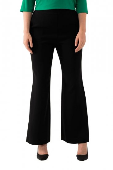 Ulla Popken 813306 Wijde pantalon met elastische taille Zwart - Stoffen broeken - Wijde stoffen broeken voor dames