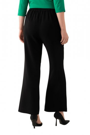 Ulla Popken 813306 Wijde pantalon met elastische taille Zwart - Stoffen broeken - Wijde stoffen broeken voor dames