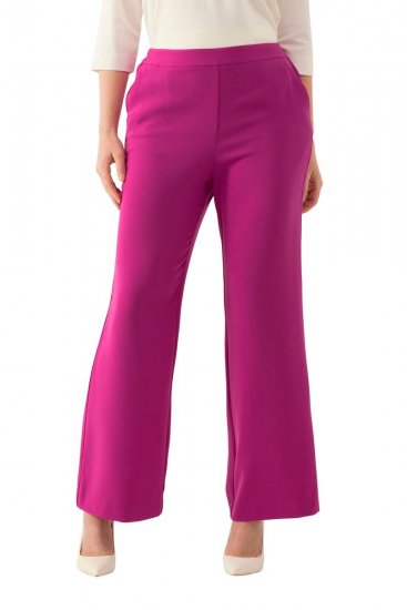 Ulla Popken 813306 Wijde pantalon met elastische taille Magenta - Stoffen broeken - Wijde stoffen broeken voor dames