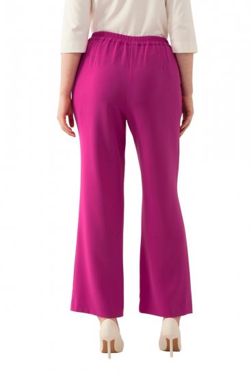 Ulla Popken 813306 Wijde pantalon met elastische taille Magenta - Stoffen broeken - Wijde stoffen broeken voor dames