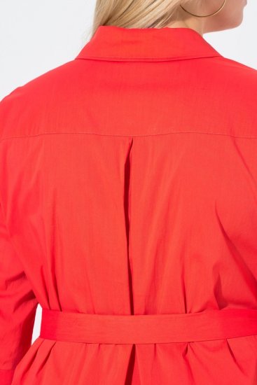 Ulla Popken 815217 A-lijn blousejurk met strikceintuur Roze - Midi jurken - Midi jurken in grote maten