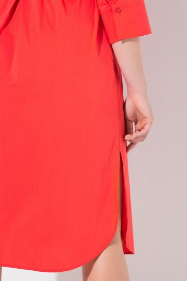 Ulla Popken 815217 A-lijn blousejurk met strikceintuur Roze - Midi jurken - Midi jurken in grote maten
