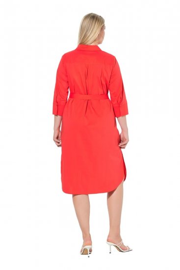 Ulla Popken 815217 A-lijn blousejurk met strikceintuur Roze - Midi jurken - Midi jurken in grote maten