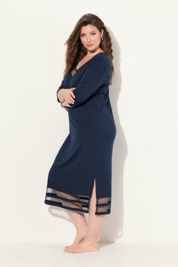 Ulla Popken 815333 Nachthemd Donkerblauw - Nachthemden - 