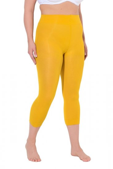Ulla Popken 815580 3/4 panty legging met dijbescherming 80 den Mosterdgeel - Panty's & sokken - 