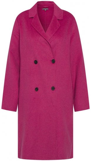 Ulla Popken 816744 Double-breasted jas met wollook Roze - Jassen - Jassen in grote maten