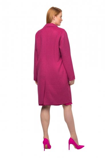 Ulla Popken 816744 Double-breasted jas met wollook Roze - Jassen - Jassen in grote maten