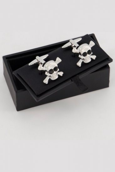 JP1880 816868 Manchetknopen met doodshoofd Zilvergrijs - Sieraden - 