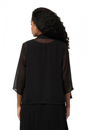Ulla Popken 817211 Oversized chiffon jas met sjaalkraag Zwart - Jassen - Damesjassen in grote maten