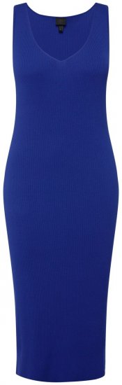 Ulla Popken 817591 Gebreide jurk met V-hals Blauw - Gebreide jurken - 
