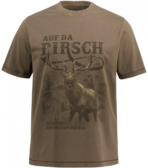 JP1880 Comfortable Fit Vintage Look T-Shirt Light Brown - T-shirts - Grote Maten T-shirts Heren