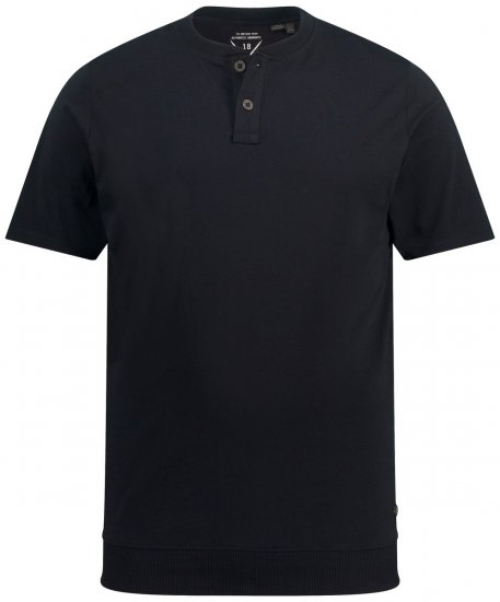 JP1880 818628 Henley T-shirt met buikpasvorm Zwart - T-shirts - Grote Maten T-shirts Heren